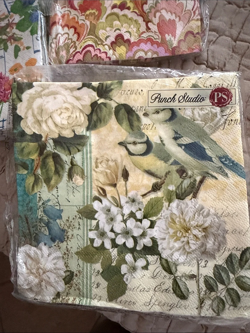 Caspari napkins 4 red berryFloral 11 strawberry 16 fern garden 17 pots  13 punch